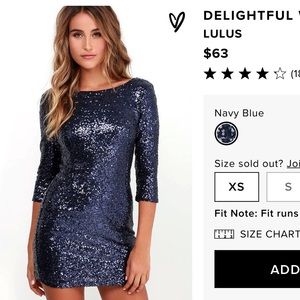 LULU’S Delightful ways navy sequin dress L NWT